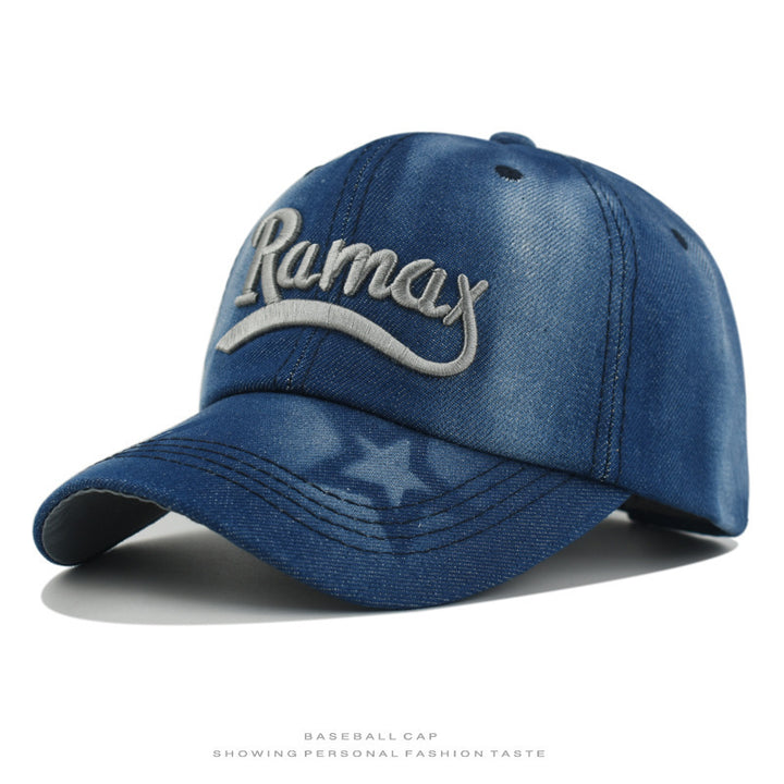 Herre's Slitt Denim Brodert Baseball Caps Skanto
