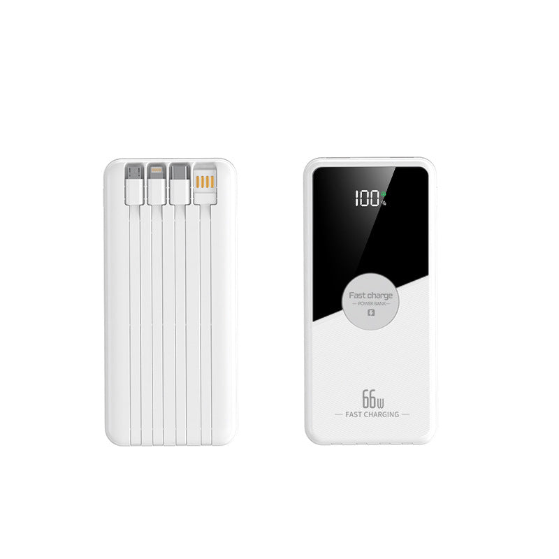 Bærbar powerbank med innebygde kabler og hurtigladefunksjon Skanto