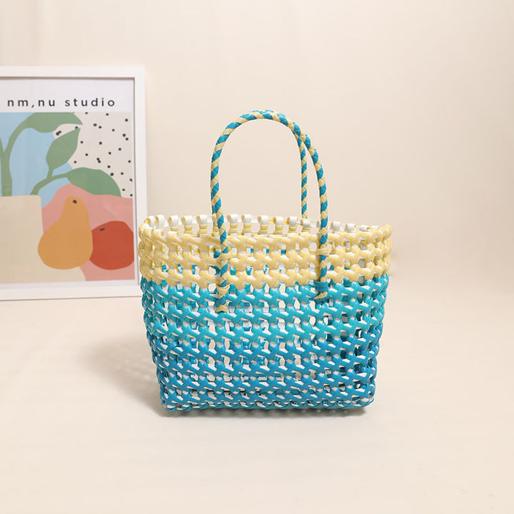 Handmade straw bag with colorful ombre Skanto