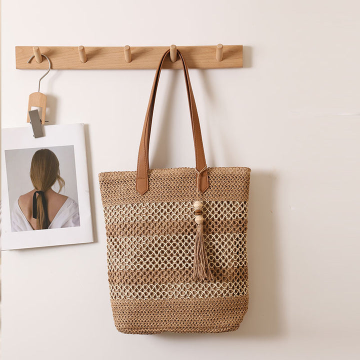 Braided Natural Material Tote Bag Skanto