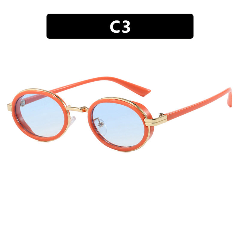 Women's round sunglasses with light lenses and golden details Skanto