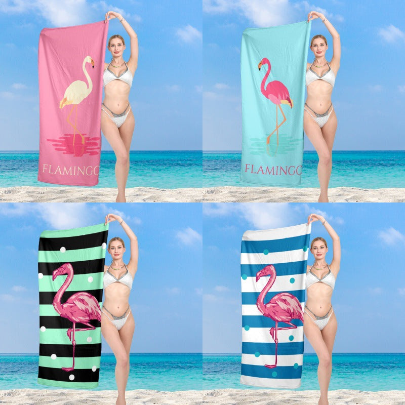 Premium Strandhåndkle med livlig flamingo-design Skanto