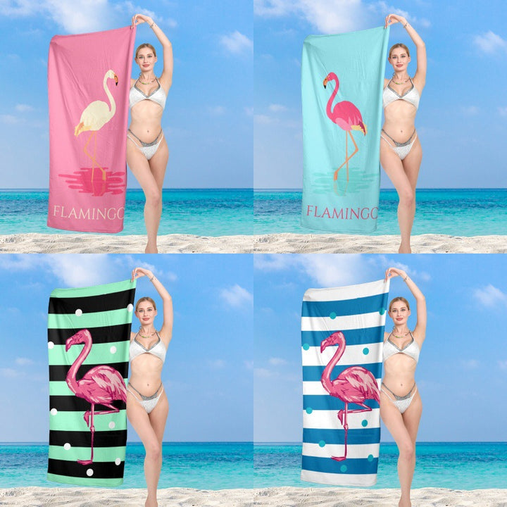 Premium Strandhåndkle med livlig flamingo-design Skanto