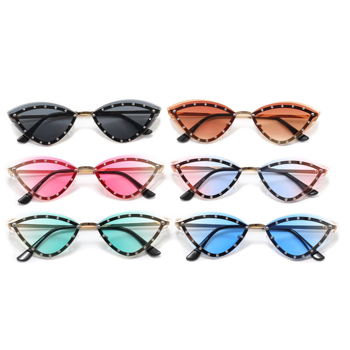 Dame Cat-Eye solbriller med glitter-detaljer Skanto