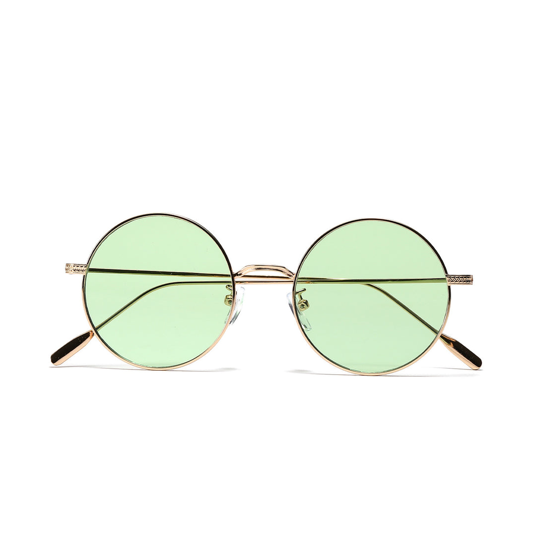 Dame rund moteriktig solbrille med glamorøs ramme Skanto
