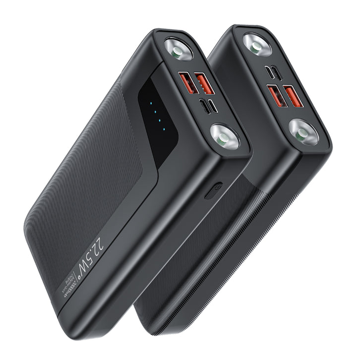 Bærbar powerbank med integrert lommelykt og hurtigladingsfunksjon Skanto