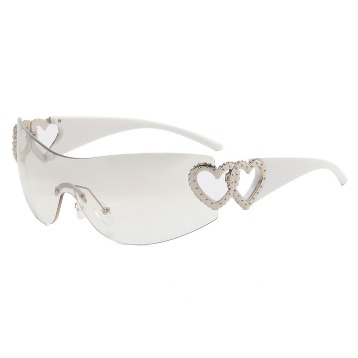 Dame Fashion-solbrille med hjerte-applikasjoner Skanto