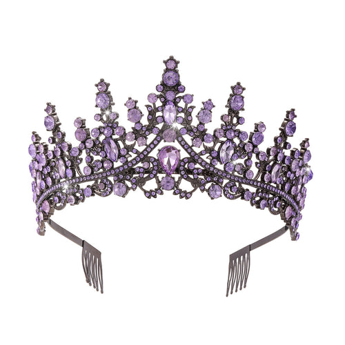 Damer Opulent Tiara med svart krystallbesetning Skanto