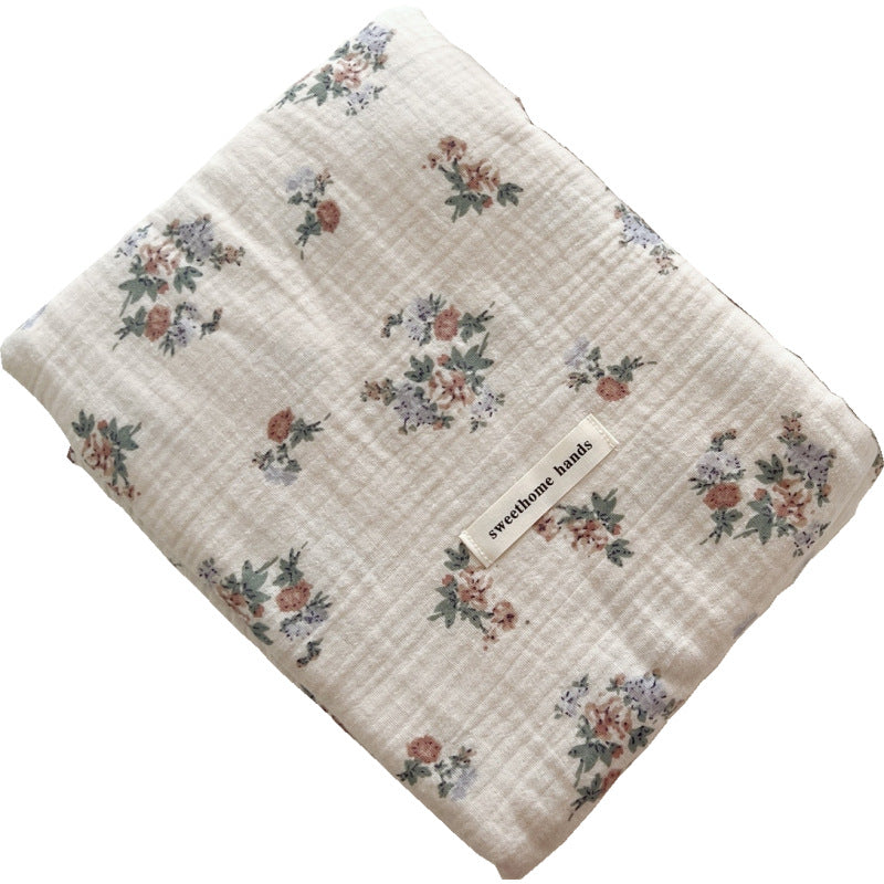 Unisex Bomull Muslin Teppe med Blomsterdesign og Volangdetaljer Skanto