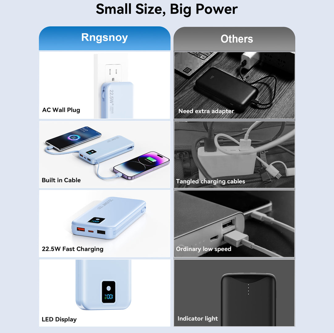 Powerbank med digitalt LCD-display og integrert lader Skanto