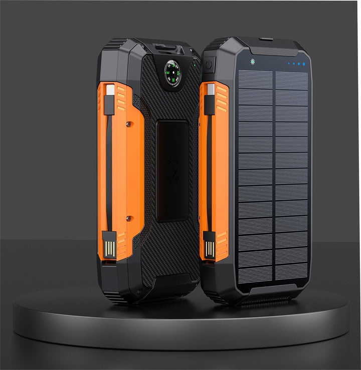 Robust solcelle powerbank med integrert kompass og LED-belysning Skanto