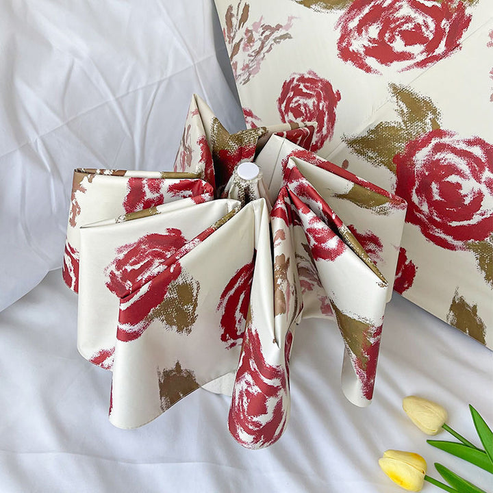 Dame Automatisk Folderegndekker med Blomsterdesign Skanto
