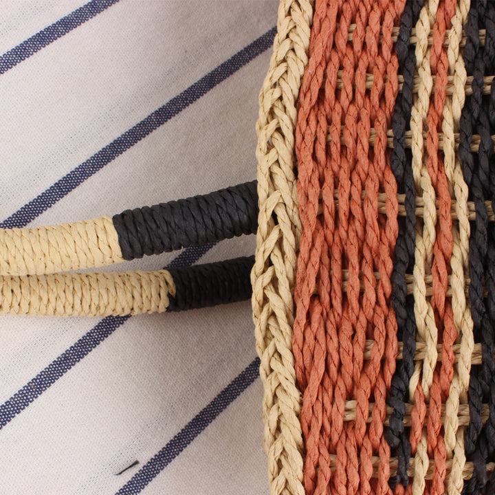 Basket bag with modern stripe pattern Skanto