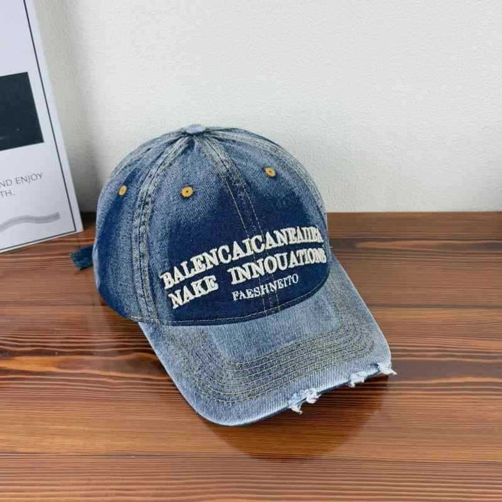 Unisex Vintage-Inspirert Slitt Denim Baseball Caps Skanto