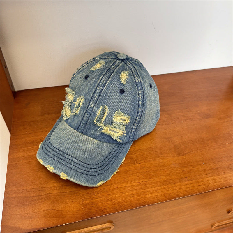Kvinne Slitt Denim Justerbar Baseball Caps Skanto