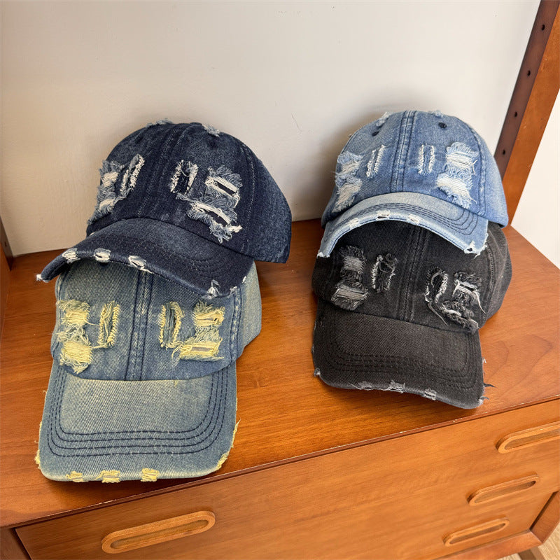 Kvinne Slitt Denim Justerbar Baseball Caps Skanto