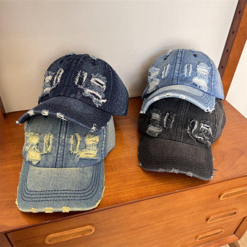 Kvinne Slitt Denim Justerbar Baseball Caps Skanto