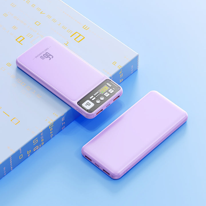 Powerbank med integrert kabelsystem og digital ladevisning Skanto