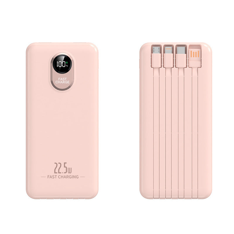 Bærbar Powerbank med 22,5 W hurtigladefunksjon og innebygde kabler Skanto