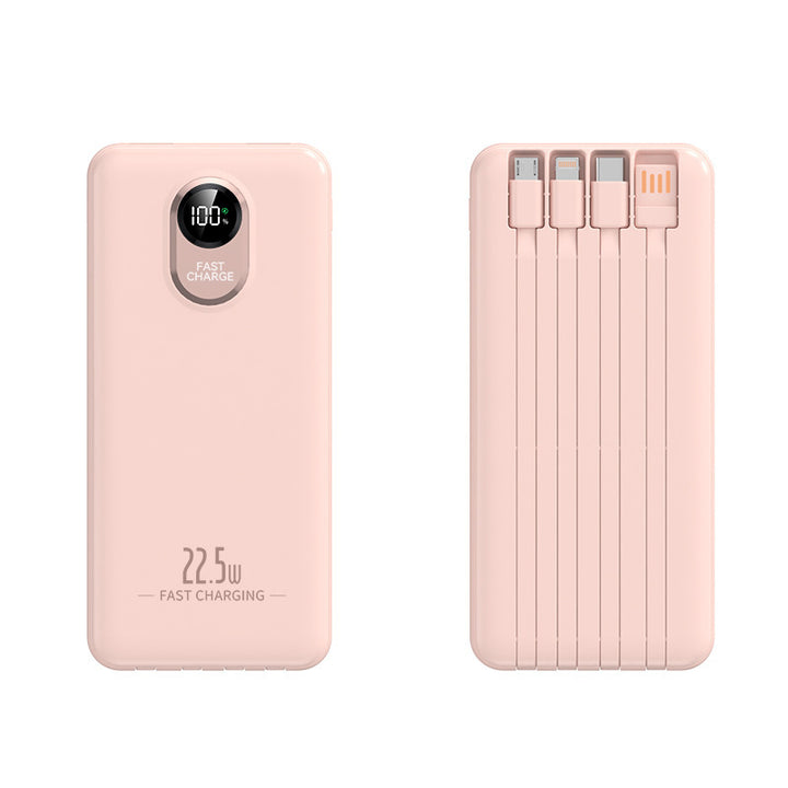 Bærbar Powerbank med 22,5 W hurtigladefunksjon og innebygde kabler Skanto