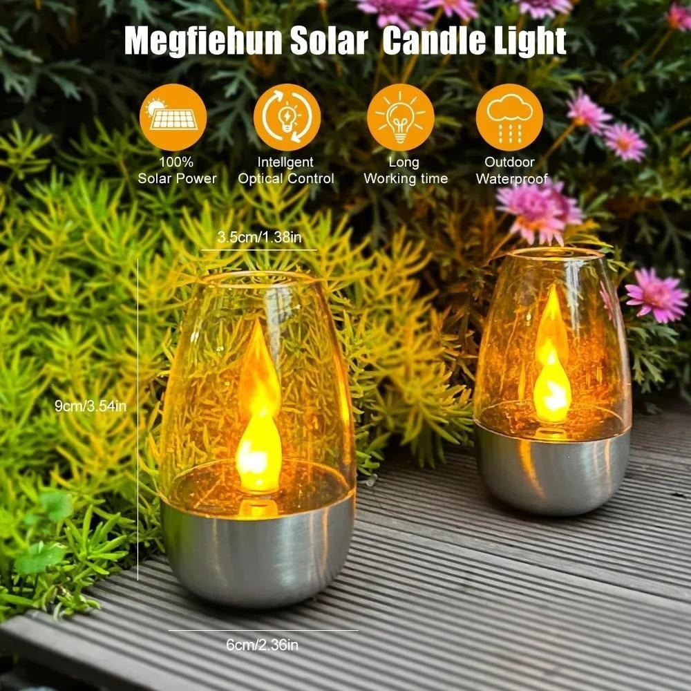 LED Flameless Glass Votive Lantern Par Med Realistisk Flamme Flimmer Og Metallbase Skanto