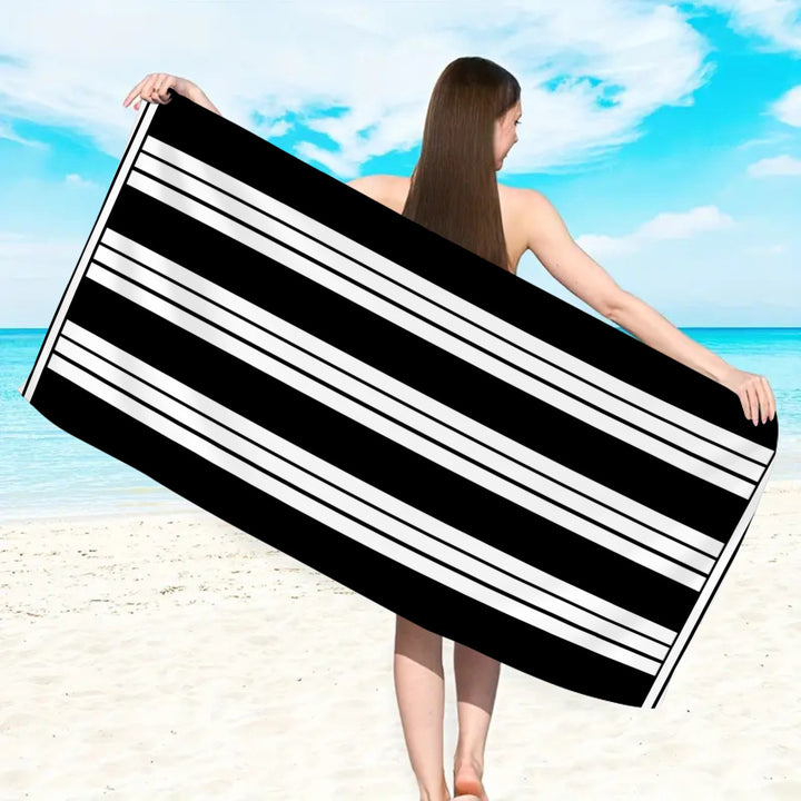 stort og mykt strandhåndkle med stripestruktur Skanto