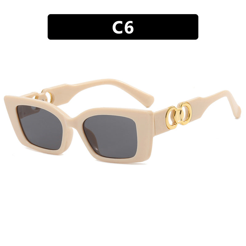 Women's Fashionable Square Sunglasses with Gold Embellishments Skanto