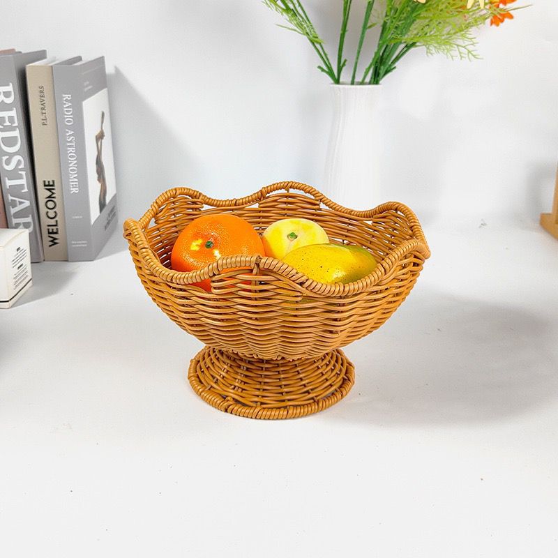 Unisex Rattan Fruktskål med elegante bølgelinjer Skanto