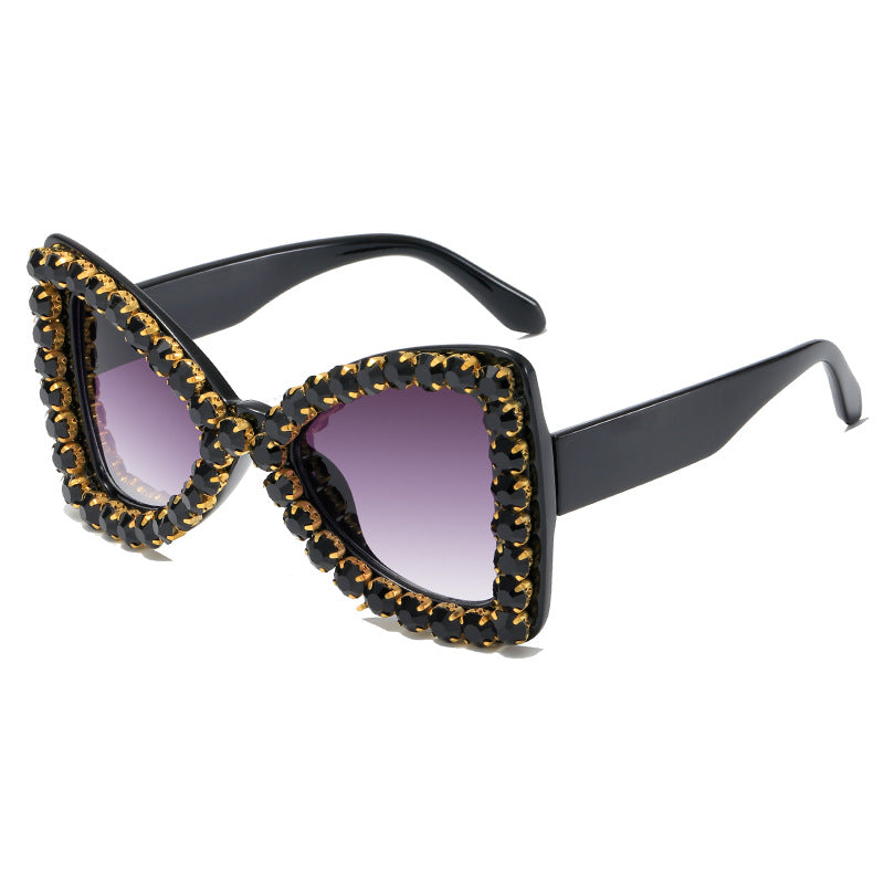 Dame Glamourøs Solbrille med Krystalldekorasjon Skanto