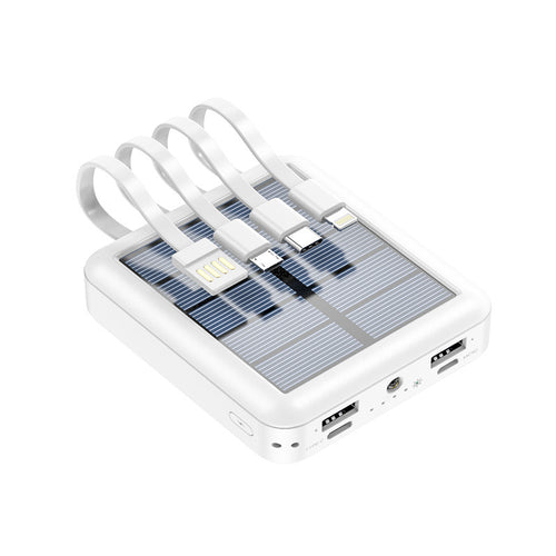 Bærbar solcelle-powerbank med integrerte ladekabler og effektiv hurtigladerfunksjon Skanto
