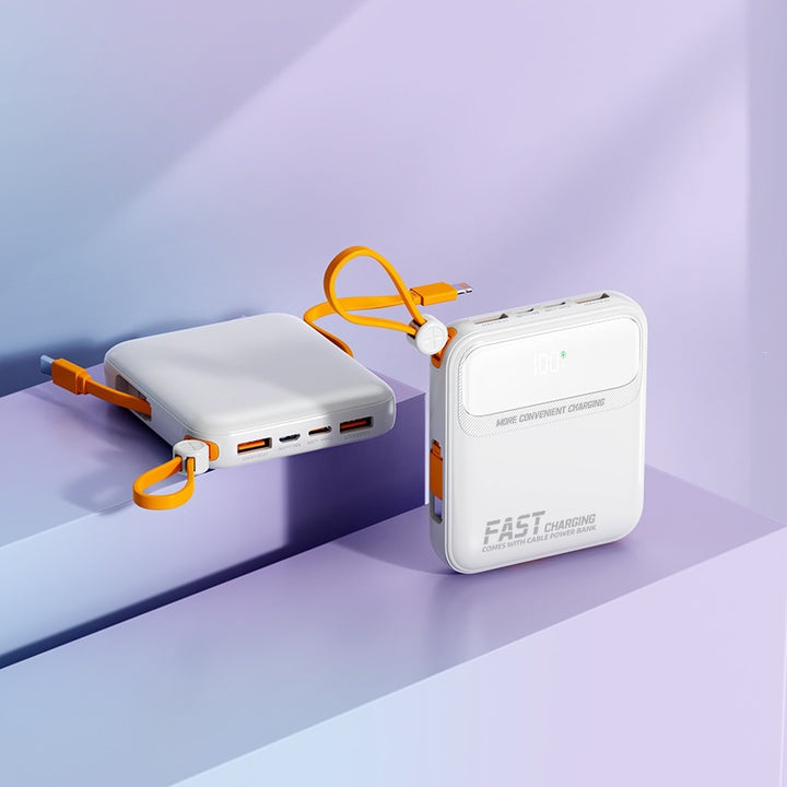 Bærbar powerbank med integrert ladekabel og digitalt display Skanto
