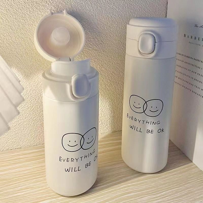Dame isolerende drikkeflaske med innovativt sikkerhetslås og lyst motiv Skanto