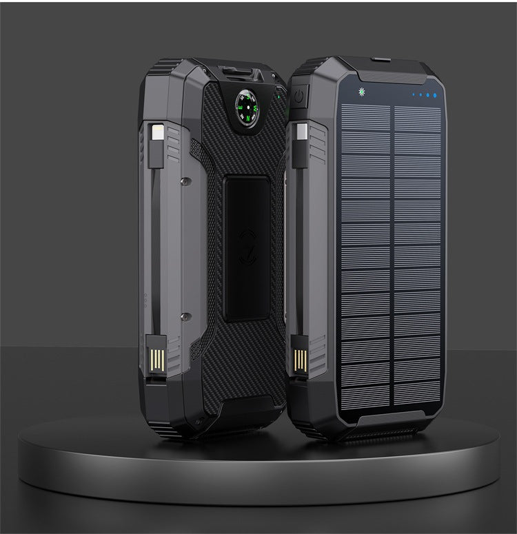 Robust solcelle powerbank med integrert kompass og LED-belysning Skanto
