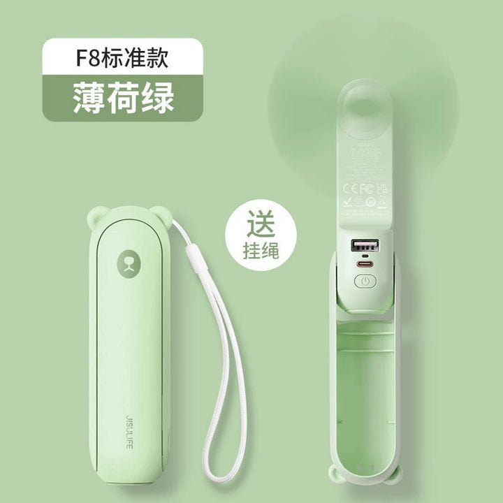 Unisex en størrelse sammenleggbar oppladbar håndvifte med innebygd powerbank og doble USB-ladeporter Skanto