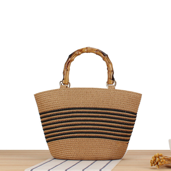 Handmade basket bag with bamboo handle Skanto