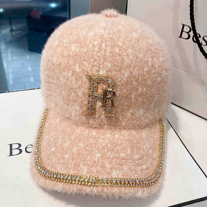 Kvinnens luksuriøse fleece dekorert baseball cap Skanto