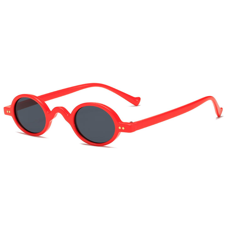 Dame rund solbrille i retrostil Skanto