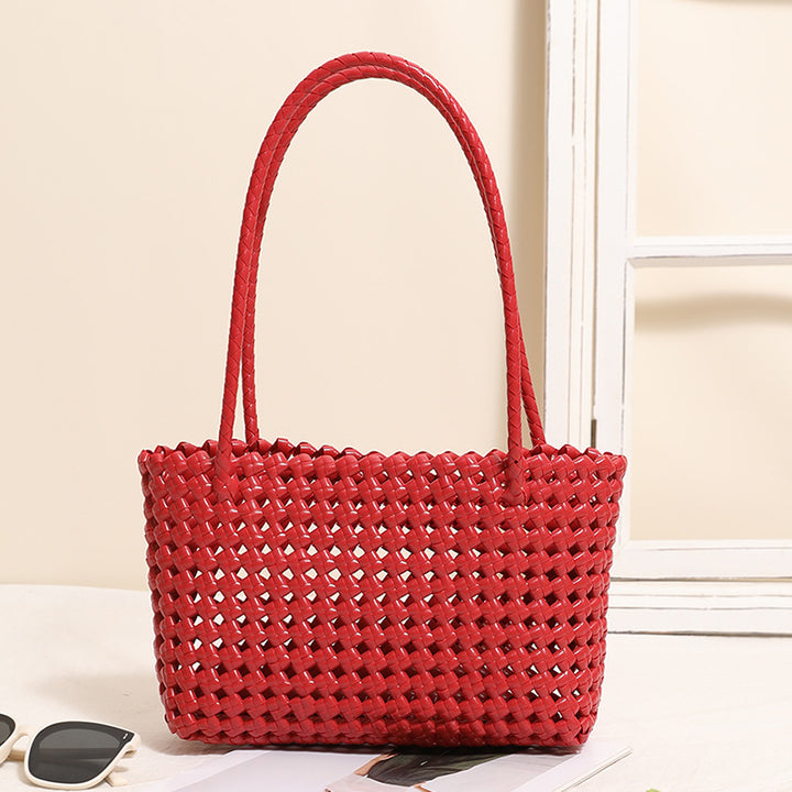 Braided beach bag with practical folding mechanism Skanto