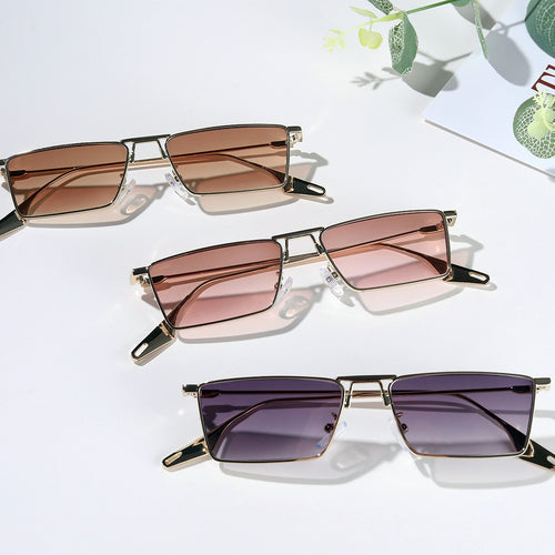 Dame elegant geometrisk solbrille med stilig metallramme Skanto