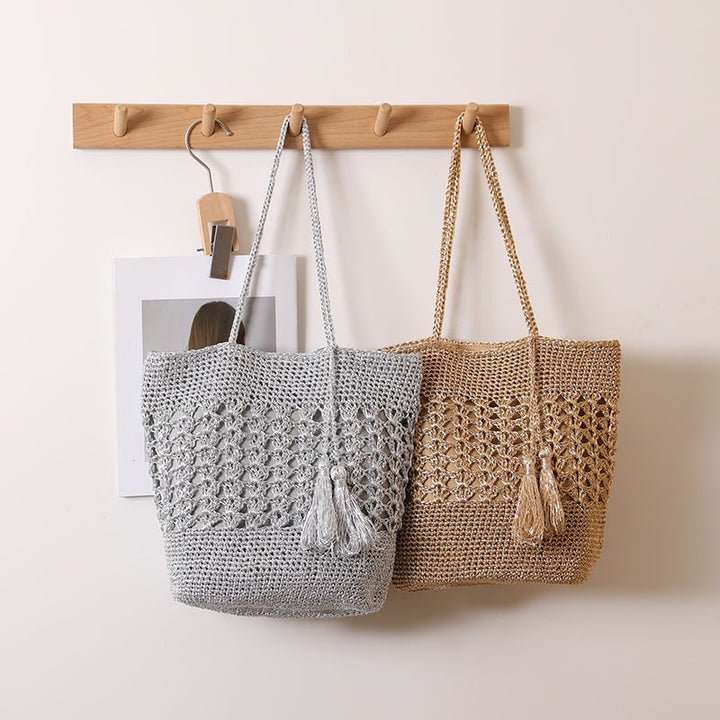 Crocheted tote bag with elegant tassels Skanto