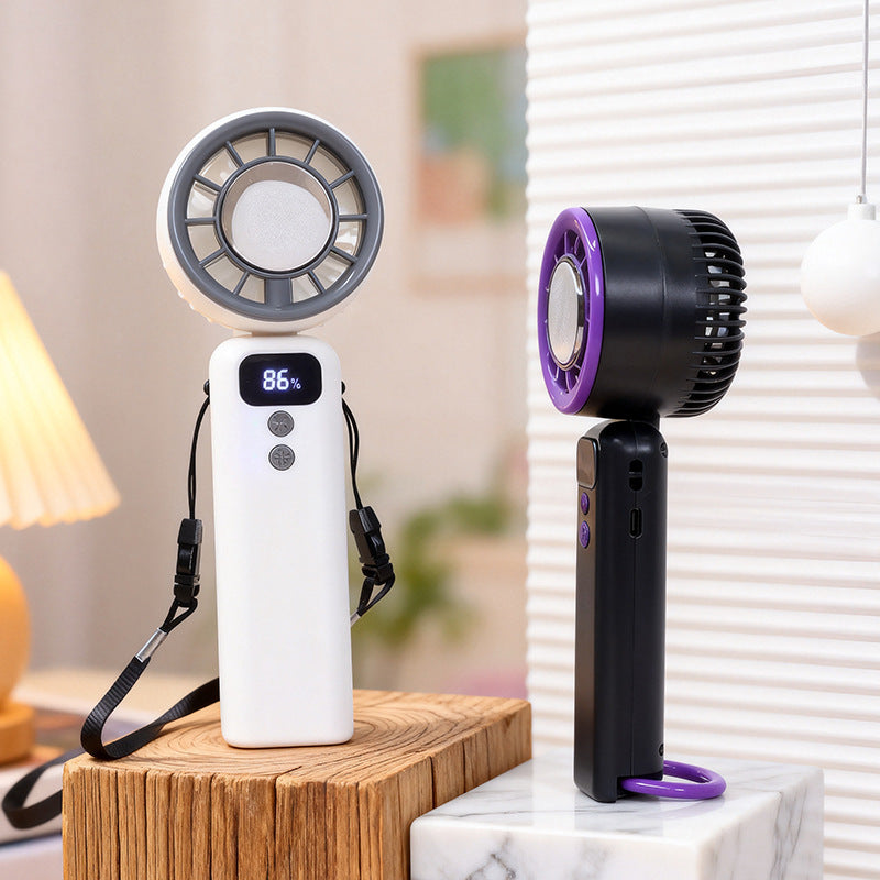 Damer multifunksjonell håndvifte med LED-skjerm og USB-laderfunksjon Skanto