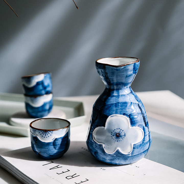 Japansk Sakura Håndlagde Keramiske Sake Sett | Skanto
