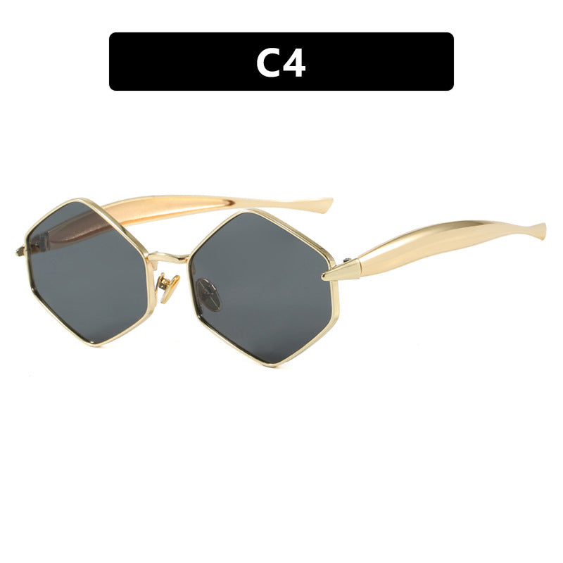 Women's hexagonal sunglasses with elegant metal frame and UV protection Skanto
