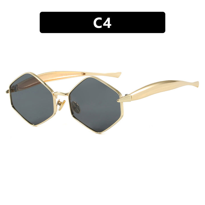 Women's hexagonal sunglasses with elegant metal frame and UV protection Skanto