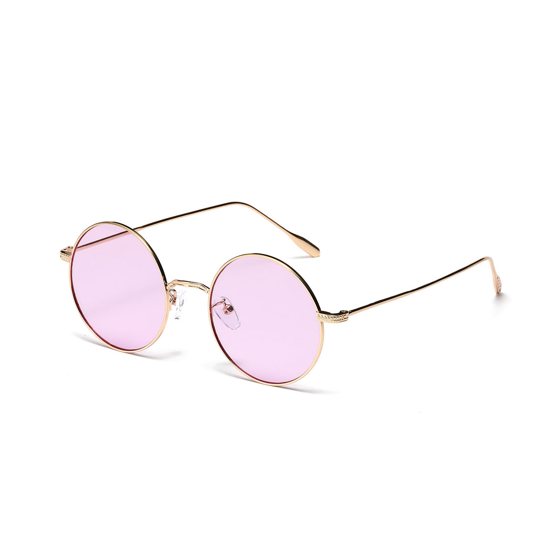 Dame rund moteriktig solbrille med glamorøs ramme Skanto