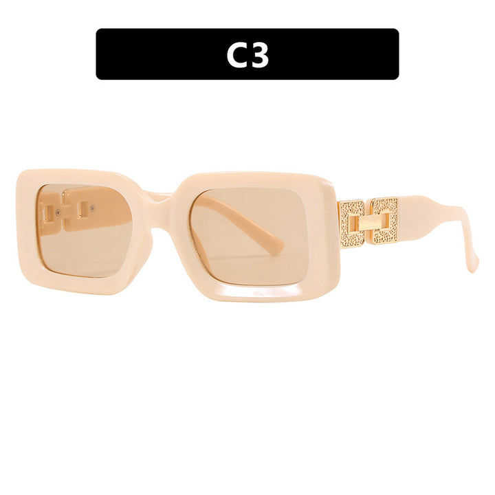 Women's fashionable sunglasses in elegant square design with luxurious gold details Skanto