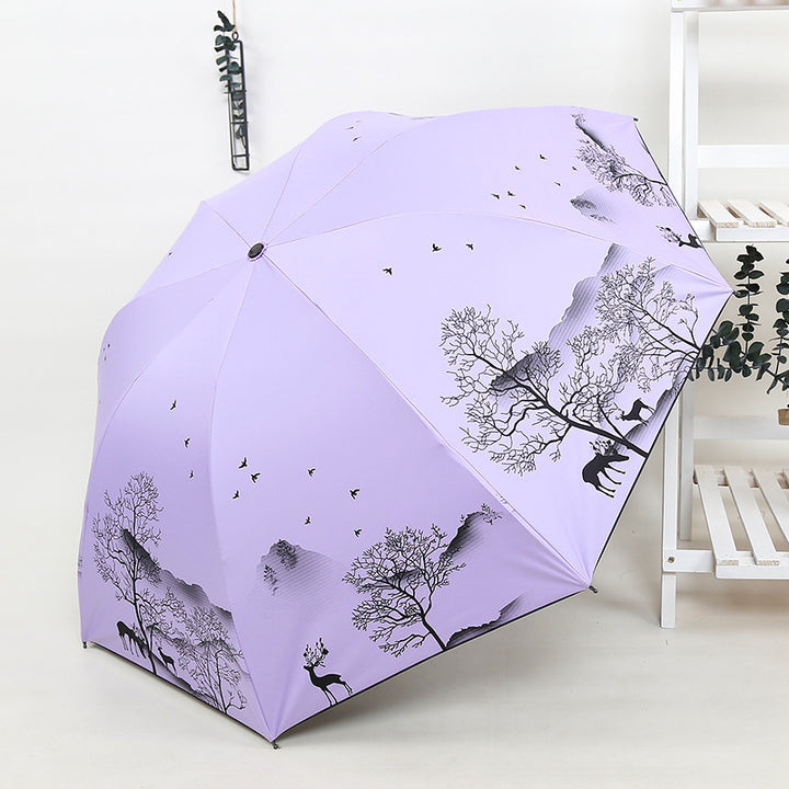 Damer Sammenleggbar Paraply med Kunstnerisk Naturdesign Skanto