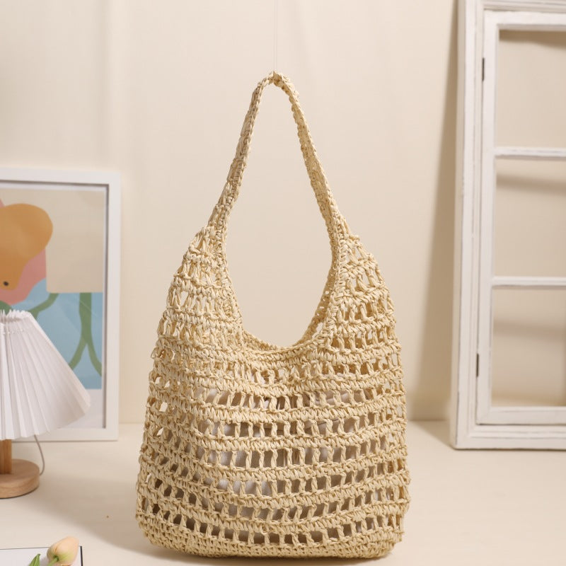 Trendy net tote bag with ruched design Skanto