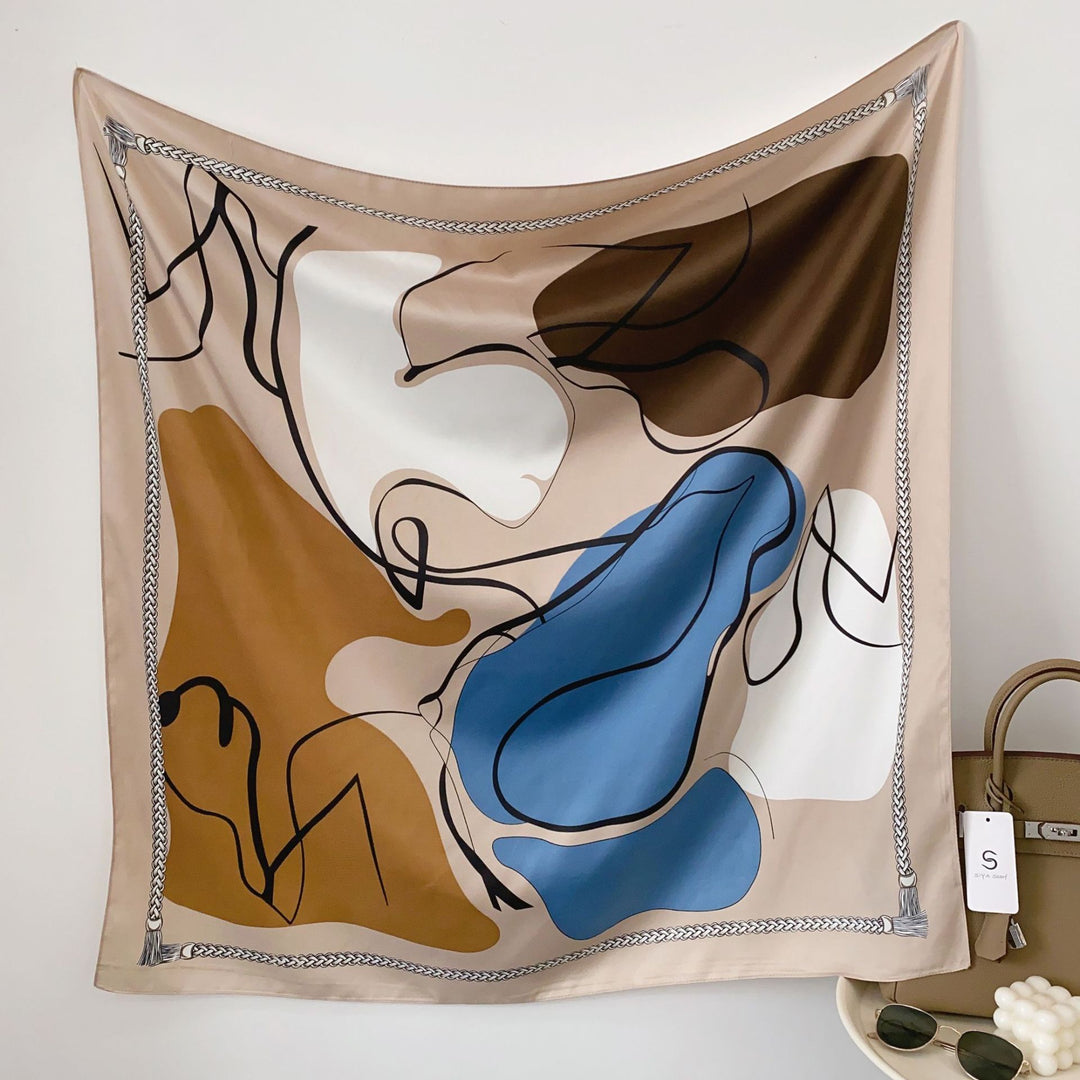 Dame silkesjal i elegant botanisk design Skanto