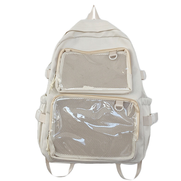 Multi-Compartment Transparent Mesh Skole Ryggsekk